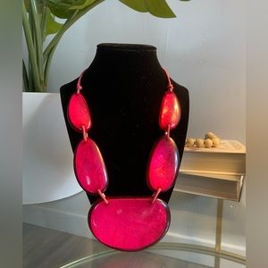 Hot Pink Resin Necklace